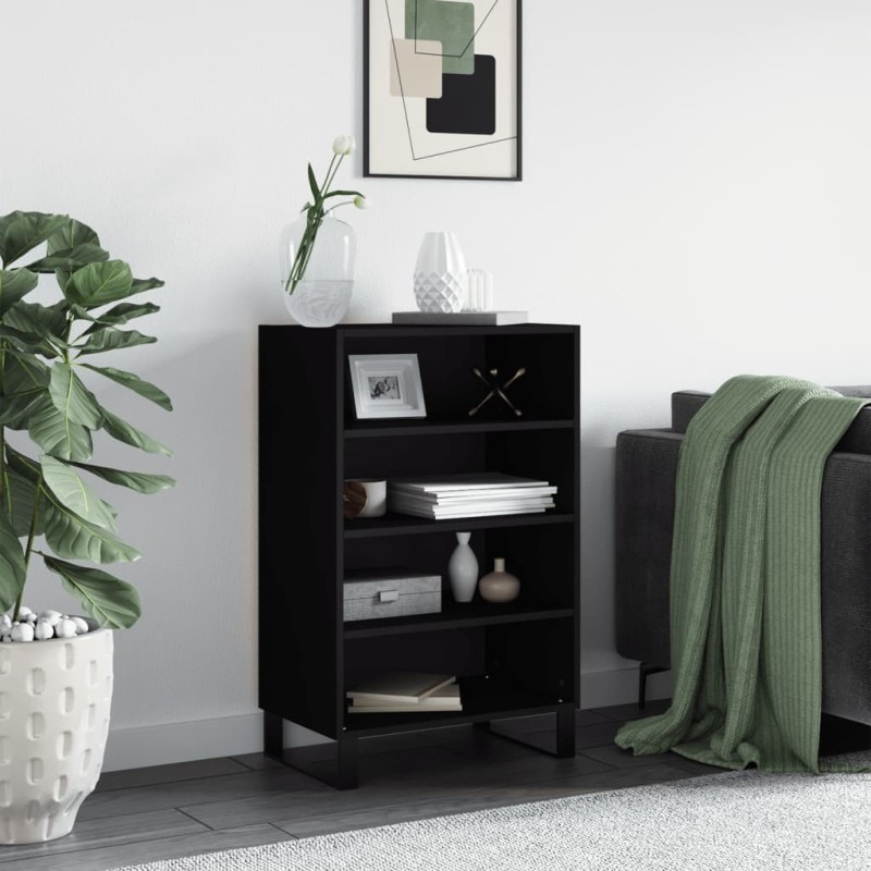 vidaXL Aparador alto madera de ingeniería negro 57x35x90 cm