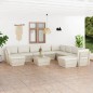 vidaXL Muebles de jardín de palets 11 pzas y cojines madera de abeto  