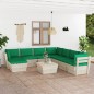 vidaXL Muebles de jardín de palets 9 piezas y cojines madera de abeto vidaXL Muebles de jardín de palets 9 piezas y cojines madera de abeto