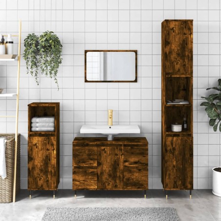 vidaXL Mueble de baño madera de ingeniería roble ahumado 80x33x60 cm