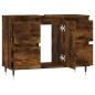 vidaXL Mueble de baño madera de ingeniería roble ahumado 80x33x60 cm vidaXL Mueble de baño madera de ingeniería roble ahumado 80x33x60 cm