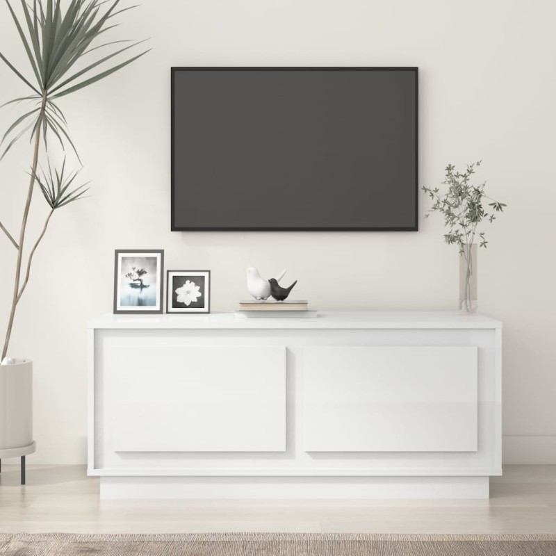vidaXL Mesa de centro madera contrachapada blanco brillo 102x50x44 cm vidaXL Mesa de centro madera contrachapada blanco brillo 102x50x44 cm