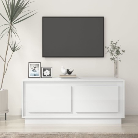 vidaXL Mesa de centro madera contrachapada blanco brillo 102x50x44 cm