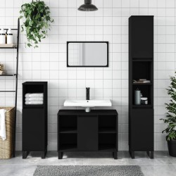 vidaXL Mueble de baño madera de ingeniería negro 80x33x60 cm