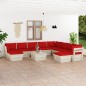 vidaXL Muebles de jardín de palets 11 pzas y cojines madera de abeto  