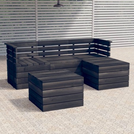 vidaXL Muebles palets de jardín 5 pzas madera maciza pino gris oscuro