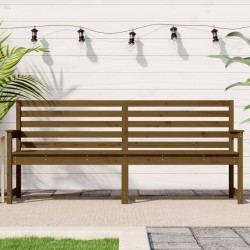 vidaXL Banco de jardín madera maciza pino marrón miel 203,5x48x91,5 cm