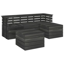 vidaXL Muebles palets de jardín 5 pzas madera maciza pino gris oscuro