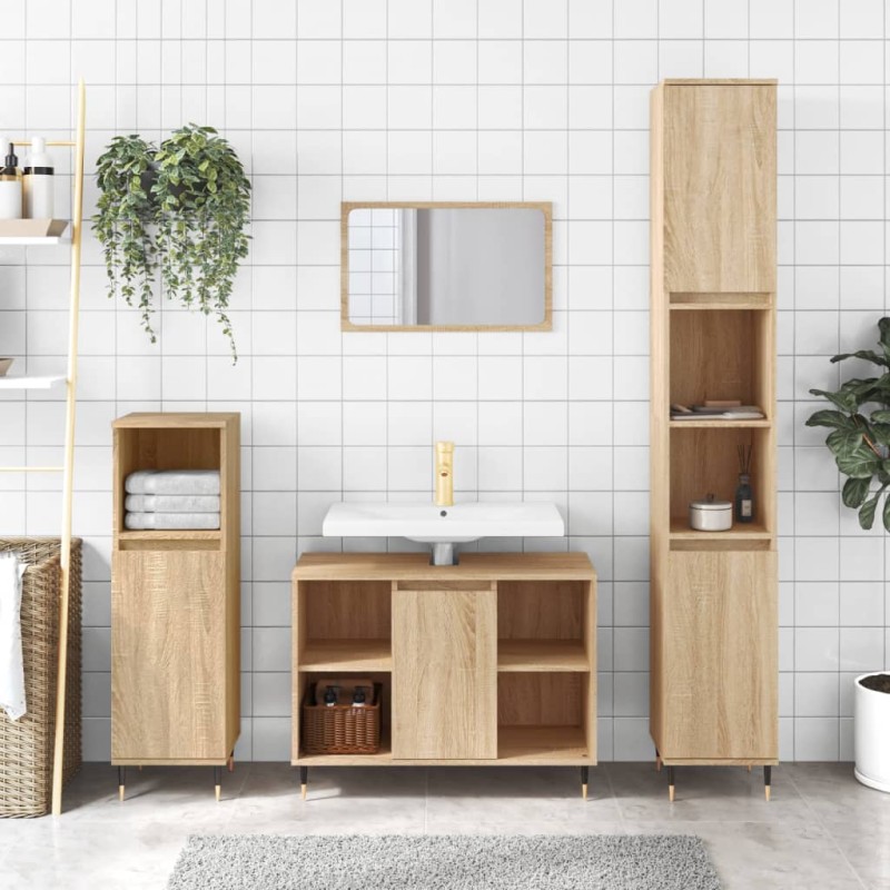 vidaXL Mueble de baño madera de ingeniería roble Sonoma 80x33x60 cm vidaXL Mueble de baño madera de ingeniería roble Sonoma 80x33x60 cm