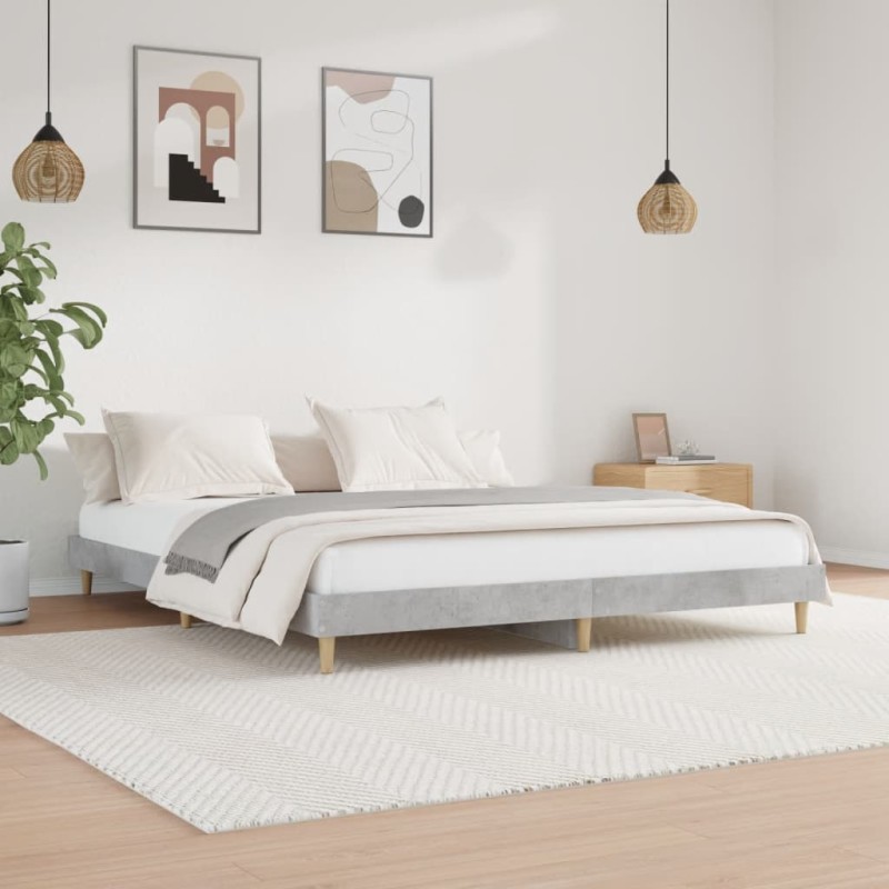 vidaXL Estructura de cama madera contrachapada gris hormigón 120x200cm vidaXL Estructura de cama madera contrachapada gris hormigón 120x200cm