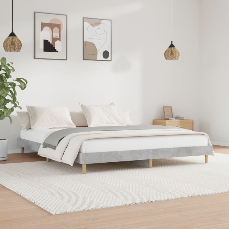 vidaXL Estructura de cama madera contrachapada gris hormigón 200x200cm vidaXL Estructura de cama madera contrachapada gris hormigón 200x200cm