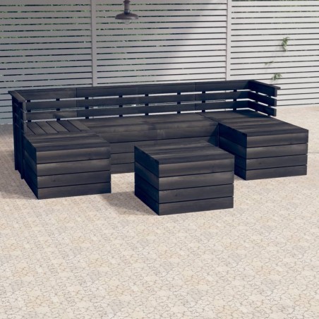 vidaXL Muebles palets de jardín 7 pzas madera maciza pino gris oscuro