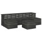 vidaXL Muebles palets de jardín 7 pzas madera maciza pino gris oscuro vidaXL Muebles palets de jardín 7 pzas madera maciza pino gris oscuro