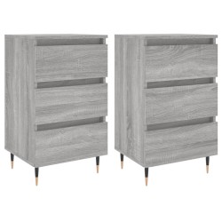 vidaXL Mesita de noche 2 uds madera ingeniería gris Sonoma 40x35x69 cm