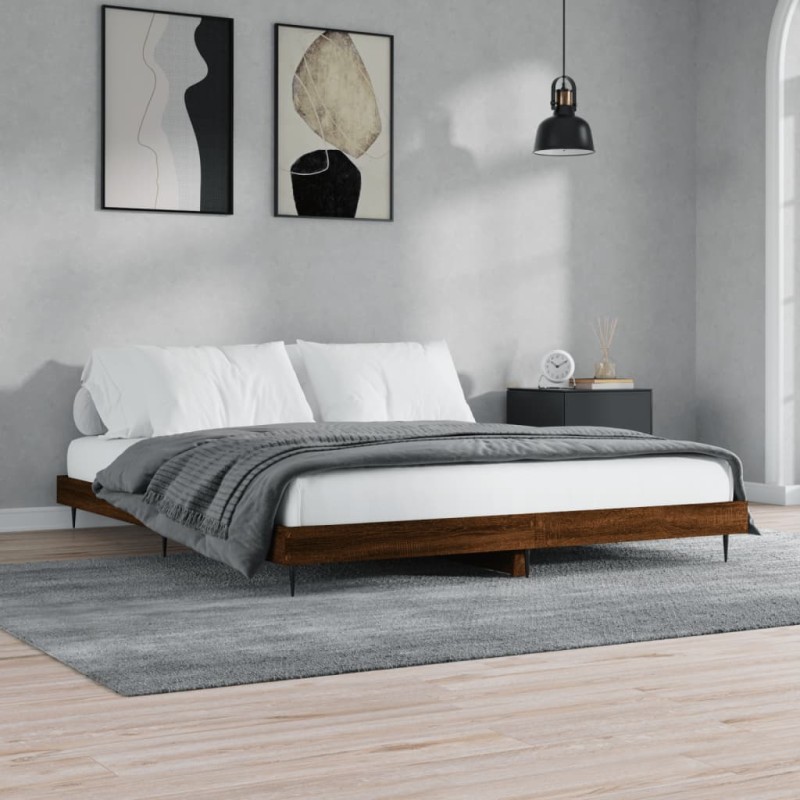 vidaXL Estructura de cama madera contrachapada marrón roble 160x200 cm vidaXL Estructura de cama madera contrachapada marrón roble 160x200 cm