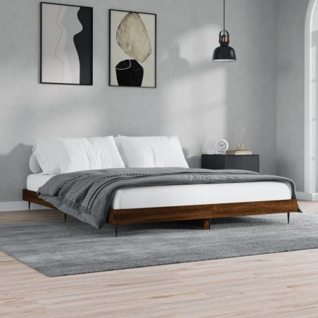vidaXL Estructura de cama madera contrachapada marrón roble 160x200 cm
