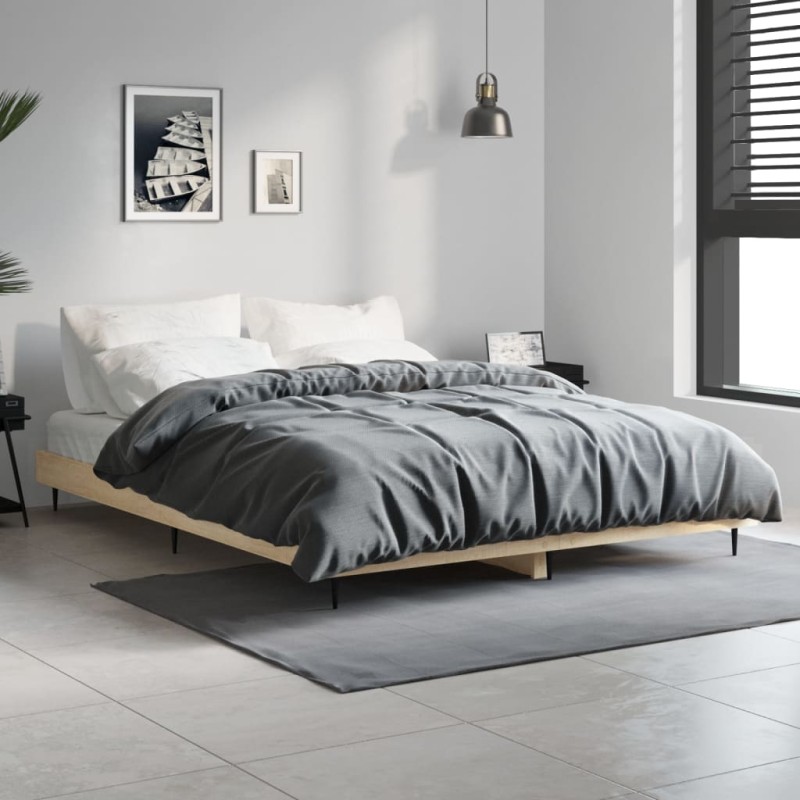 vidaXL Estructura de cama madera contrachapada roble Sonoma 135x190 cm vidaXL Estructura de cama madera contrachapada roble Sonoma 135x190 cm