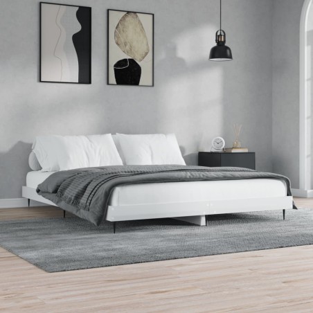 vidaXL Estructura de cama madera contrachapada blanco brillo 200x200cm