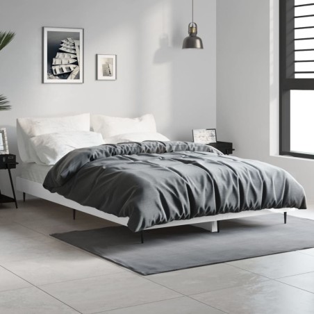 vidaXL Estructura de cama madera contrachapada blanco brillo 120x190cm