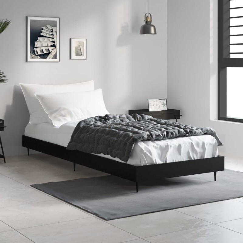 vidaXL Estructura de cama madera contrachapada negra 75x190 cm