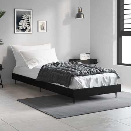 vidaXL Estructura de cama madera contrachapada negra 75x190 cm