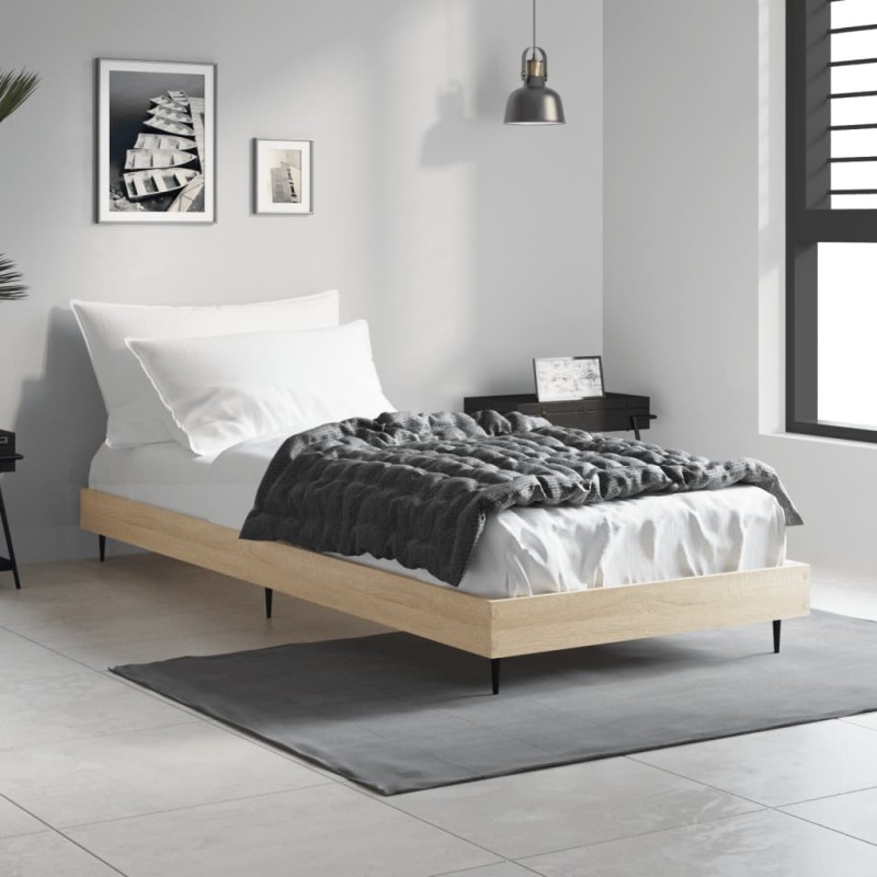 vidaXL Estructura de cama madera contrachapada roble Sonoma 75x190 cm