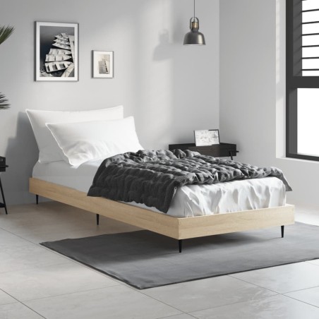 vidaXL Estructura de cama madera contrachapada roble Sonoma 75x190 cm