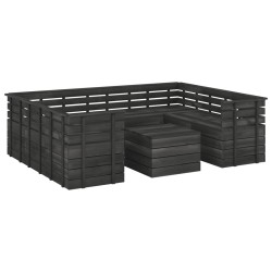 vidaXL Muebles palets de jardín 9 pzas madera maciza pino gris oscuro