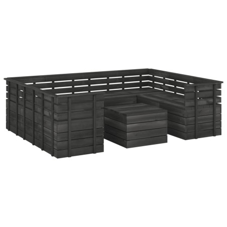vidaXL Muebles palets de jardín 9 pzas madera maciza pino gris oscuro