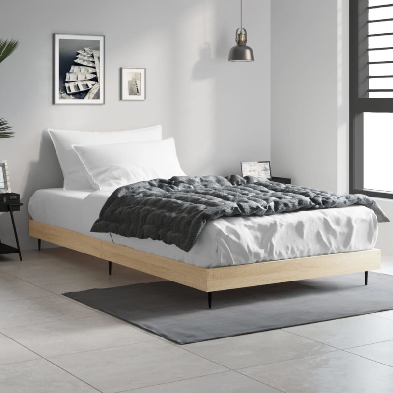 vidaXL Estructura de cama madera contrachapada roble Sonoma 90x190 cm