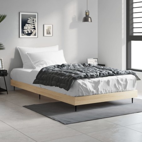 vidaXL Estructura de cama madera contrachapada roble Sonoma 90x190 cm