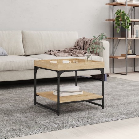 vidaXL Mesa de centro madera ingeniería roble Sonoma 49,5x49,5x45 cm