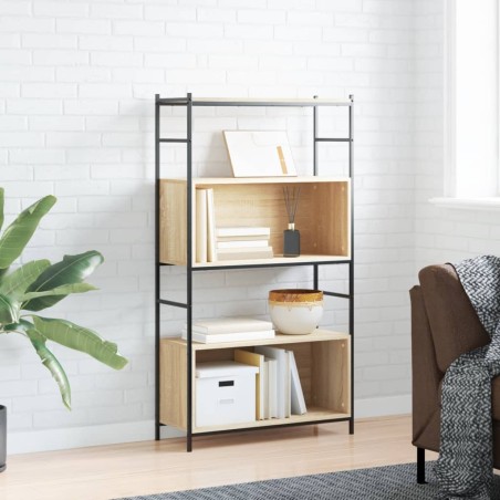 vidaXL Estantería hierro madera ingeniería roble Sonoma 80x30x145,5 cm