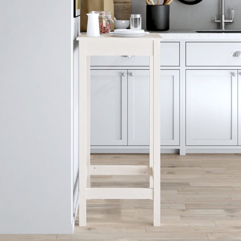 vidaXL Mesa alta de bar madera maciza de pino blanco 50x50x110 cm vidaXL Mesa alta de bar madera maciza de pino blanco 50x50x110 cm