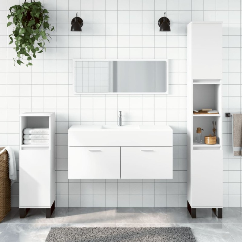 vidaXL Armario de baño con espejo madera de ingeniería blanco