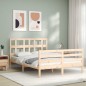 vidaXL Estructura de cama de matrimonio con cabecero madera maciza vidaXL Estructura de cama de matrimonio con cabecero madera maciza
