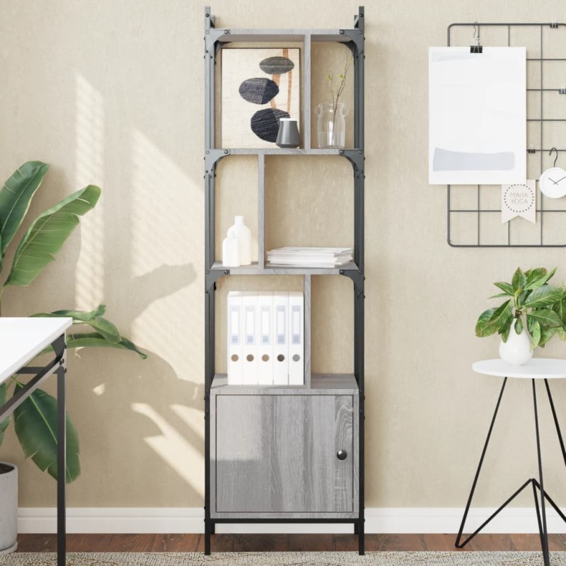 vidaXL Estantería con puerta madera gris Sonoma 44,5x30x154,5 cm vidaXL Estantería con puerta madera gris Sonoma 44,5x30x154,5 cm