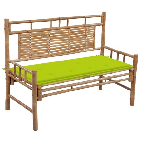 vidaXL Banco de jardín con cojín bambú 120 cm
