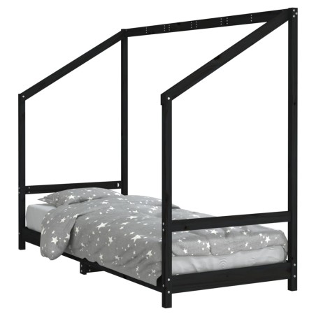 vidaXL Estructura de cama para niños madera de pino negro 80x200 cm