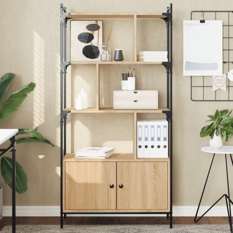 vidaXL Estantería con puertas madera roble Sonoma 76,5x30x154,5 cm vidaXL Estantería con puertas madera roble Sonoma 76,5x30x154,5 cm
