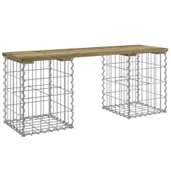 vidaXL Banco jardín diseño gaviones madera pino impregnada 103x31x42cm