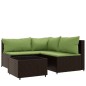 vidaXL Set muebles de jardín 4 piezas y cojines ratán sintético marrón vidaXL Set muebles de jardín 4 piezas y cojines ratán sintético marrón