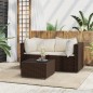 vidaXL Set muebles de jardín 3 piezas y cojines ratán sintético marrón