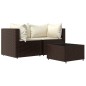vidaXL Set muebles de jardín 3 piezas y cojines ratán sintético marrón