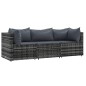 vidaXL Set de muebles de jardín 3 pzas y cojines ratán sintético gris vidaXL Set de muebles de jardín 3 pzas y cojines ratán sintético gris