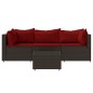 vidaXL Set muebles de jardín 4 piezas y cojines ratán sintético marrón vidaXL Set muebles de jardín 4 piezas y cojines ratán sintético marrón