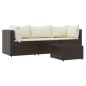 vidaXL Set muebles de jardín 4 piezas y cojines ratán sintético marrón vidaXL Set muebles de jardín 4 piezas y cojines ratán sintético marrón