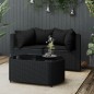 vidaXL Set de muebles de jardín 3 pzas y cojines ratán sintético negro vidaXL Set de muebles de jardín 3 pzas y cojines ratán sintético negro