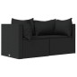 vidaXL Set de muebles de jardín 3 pzas y cojines ratán sintético negro