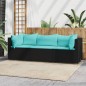 vidaXL Set de muebles de jardín 3 pzas y cojines ratán sintético negro vidaXL Set de muebles de jardín 3 pzas y cojines ratán sintético negro